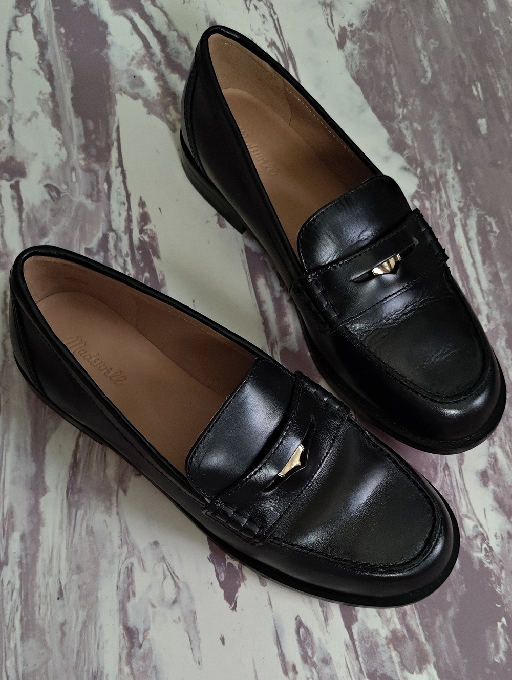 Madewell The Grayson Penny Leather Loafer in True Black - Size 7.5